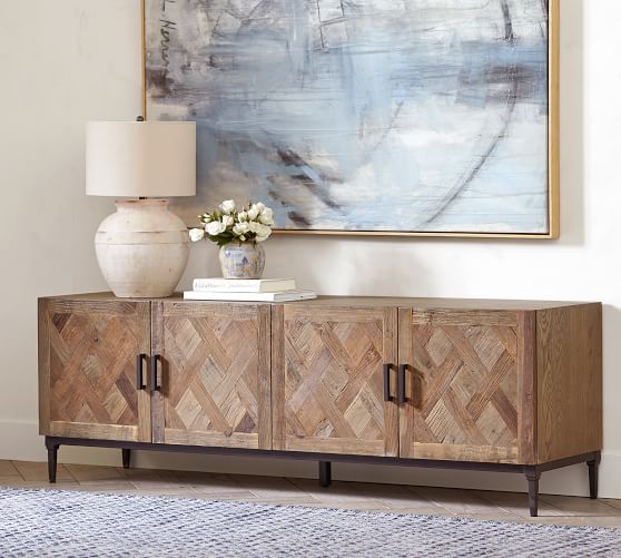 Parquet Reclaimed Wood Media Console Pottery Barn