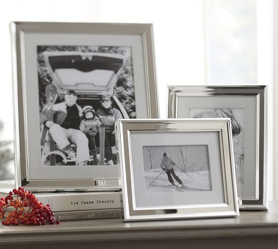 Personalized Silver Plated White Grosgrain Ribbon Mat Frame
