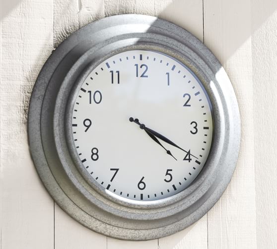 Galvanized Metal Oversized Outdoor Clock Pottery Barn