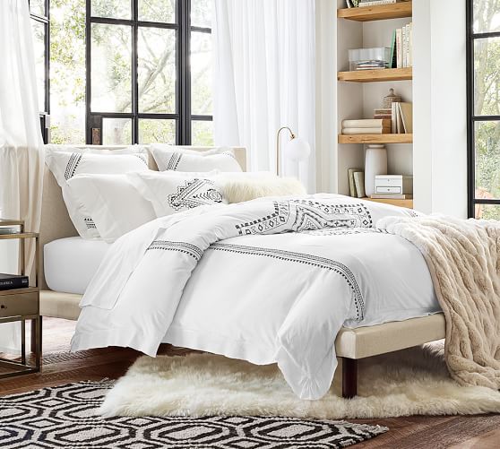 Ricki Embroidered Patterned Duvet Cover Sham Pottery Barn