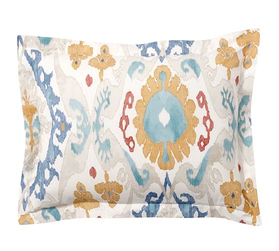 Sarina Ikat Organic Patterned Duvet Cover Shams Pottery Barn