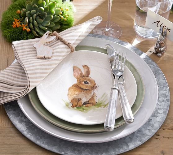 Pasture Bunny Salad Plates Set Of 4 Assorted Pottery Barn