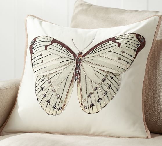 Luxe Butterfly Embroidered Decorative Pillow Cover Pottery Barn
