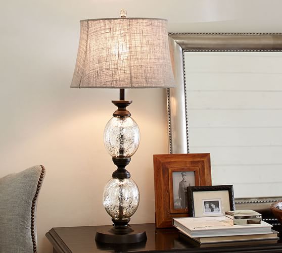 Stacked Mercury Glass Table Lamp Base