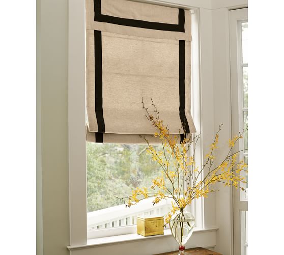 Ribbon Border Roman Shade Oatmeal Pottery Barn