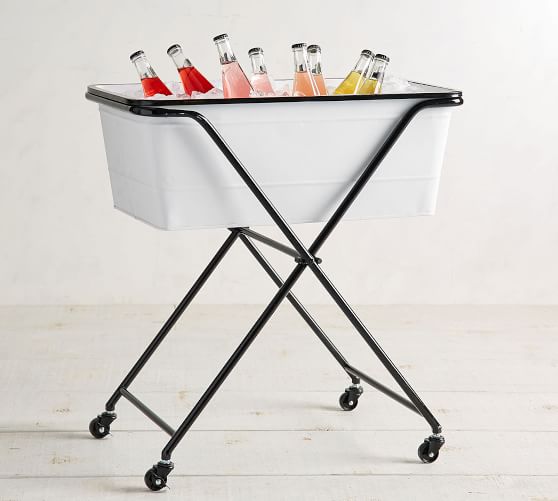 White Enamel Beverage Cooler With Stand Pottery Barn