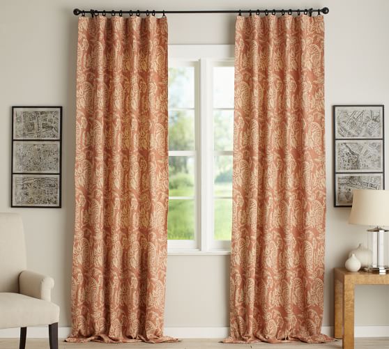 Alessandra Floral Blackout Curtain Terracotta Pottery Barn