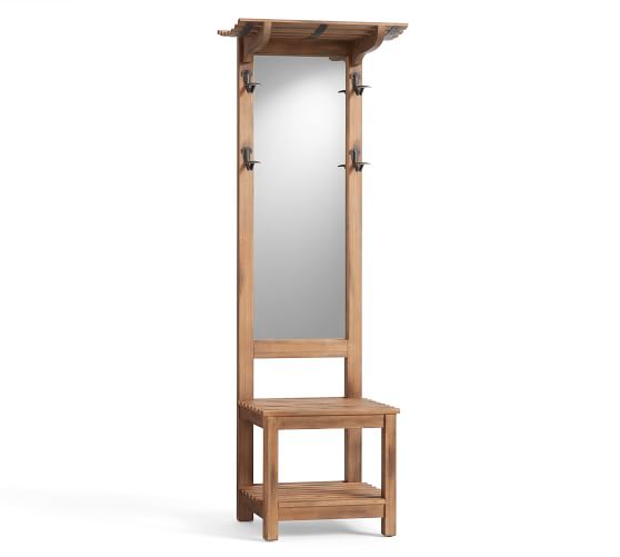 Declan Mirror Hall Tree Burnished Pine Pottery Barn