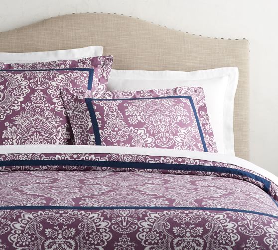 Lavender Elaine Damask Patterned Duvet Cover Sham Pottery Barn