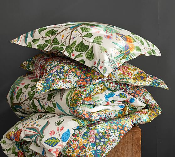 Evie Floral Reversible Organic Patterned Duvet Shams Pottery Barn