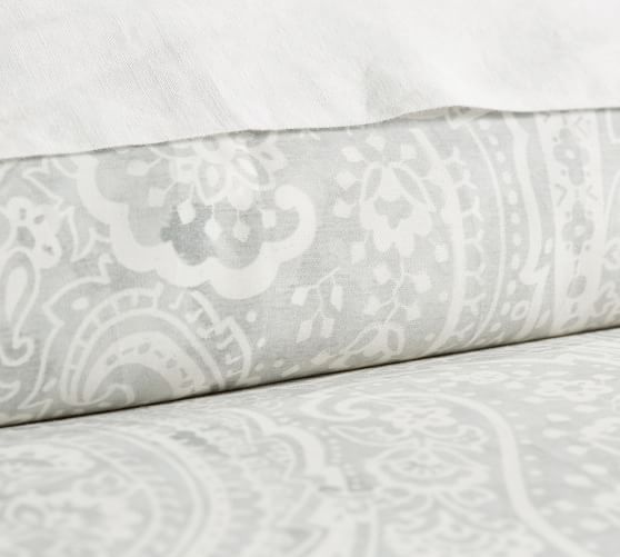Gray Vanessa Printed Tencel Patterned Duvet Cover Sham