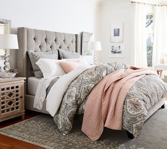 Harper Upholstered Tufted Tall Bed Pottery Barn
