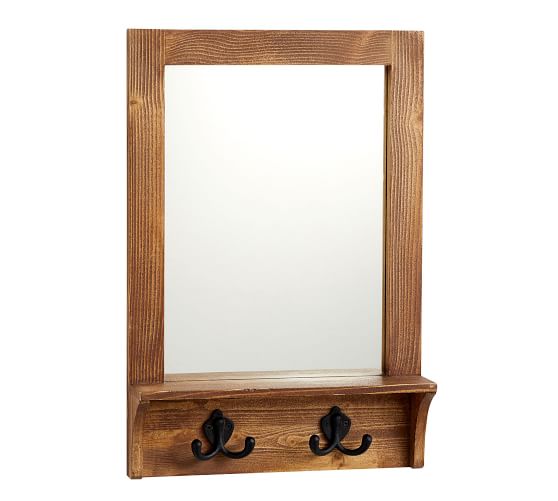 Wade Entryway Mirror With Hooks Pine