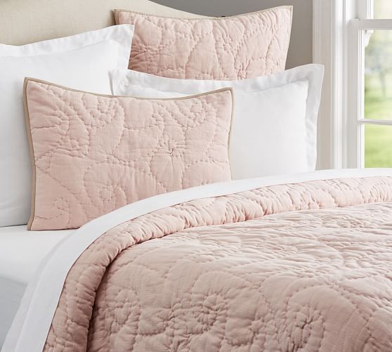 Soft Rose Rustic Stonewashed Organic Quilt Sham Pottery Barn