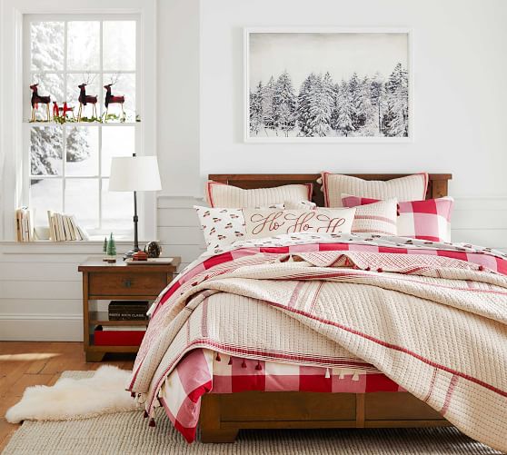 Buffalo Check Cotton Duvet Cover Shams Cherry Ivory