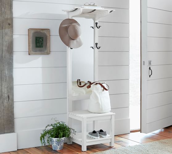 Declan Mirror Hall Tree Burnished Pine Pottery Barn