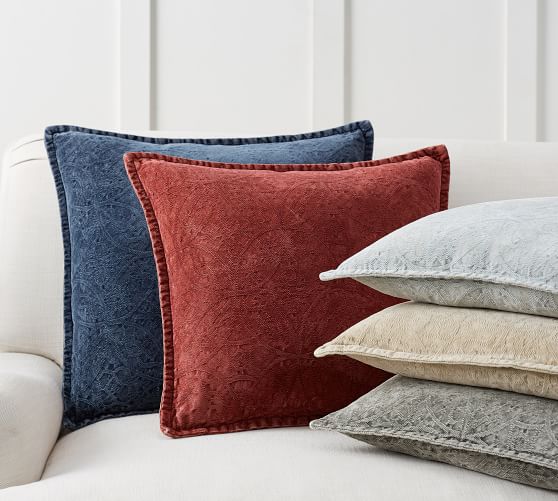 Chenille Jacquard Pillow Cover Charcoal Pottery Barn