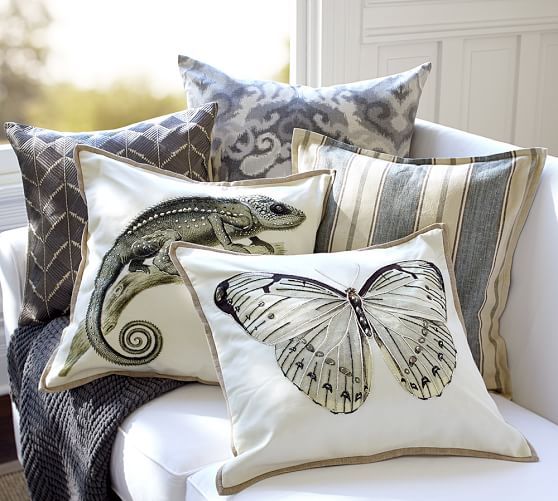 Luxe Butterfly Embroidered Decorative Pillow Cover Pottery Barn