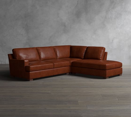 Townsend Square Arm Leather Bumper Sectional Pottery Barn