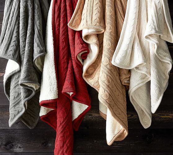 Cozy Cable Knit Throw Pottery Barn