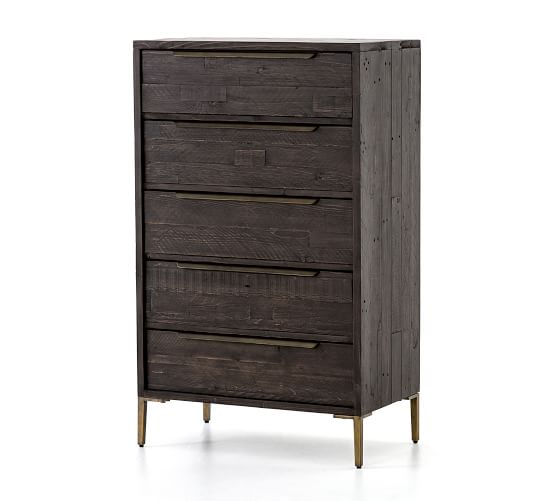 Braden Reclaimed Wood 5 Drawer Tall Dresser Pottery Barn
