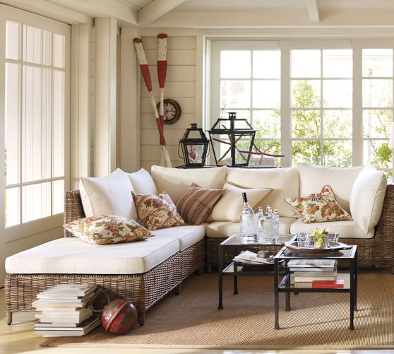 Torrey All Weather Wicker Square Arm Outdoor Sectional Components