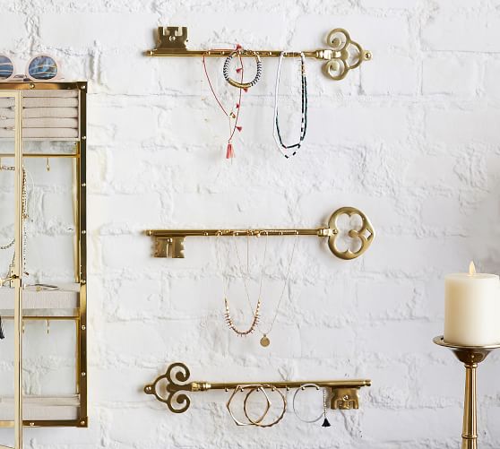 Key Jewelry Wall Mount Set Of 3 Gold Pottery Barn