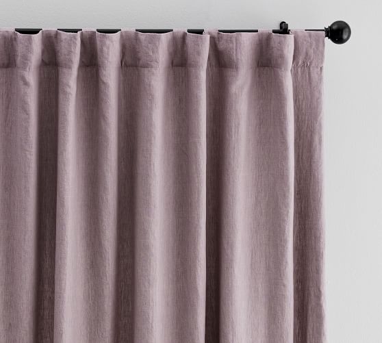 Classic Belgian Flax Linen Blackout Curtain Amethyst Pottery Barn