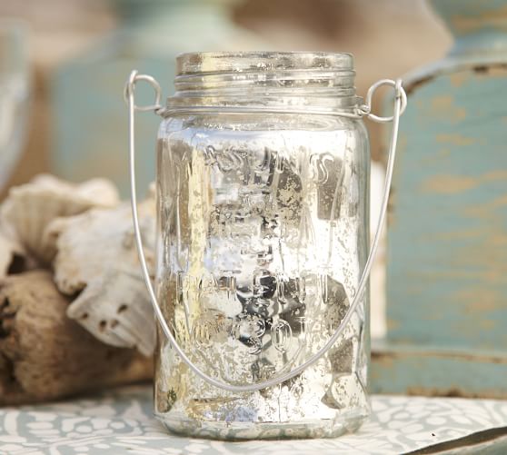 Hanging Mercury Glass Mason Jar Candle Holder Pottery Barn