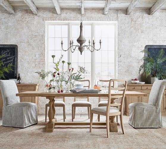 Pb Comfort Roll Slipcovered Dining Armchairs Pb Comfort Roll Slipcovered Dining Armchairs