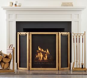 Industrial Fireplace Single Screen Pottery Barn