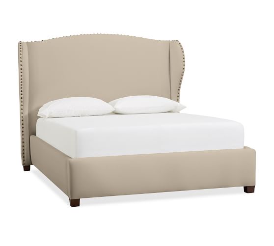 Raleigh Upholstered Wingback Bed Pottery Barn