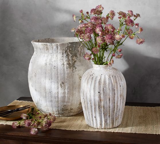 Weathered White Stone Vases Pottery Barn