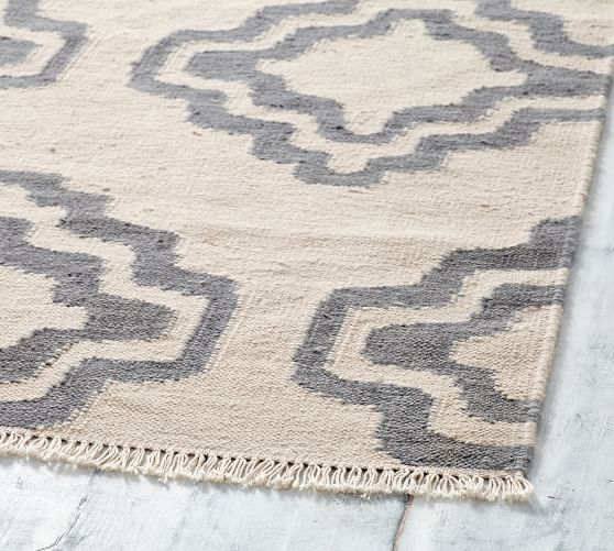 Sheldon Flatweave Rug Ivory Gray Pottery Barn