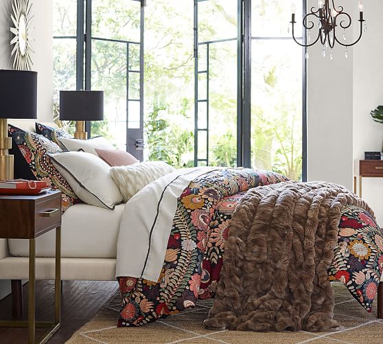 Helena Embroidered Floral Percale Patterned Duvet Cover Sham