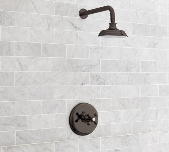 Langford Pressure Balance Cross Handle Shower Faucet Set Pottery