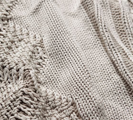 Stonewashed Cable Knit Throw Blanket Pottery Barn