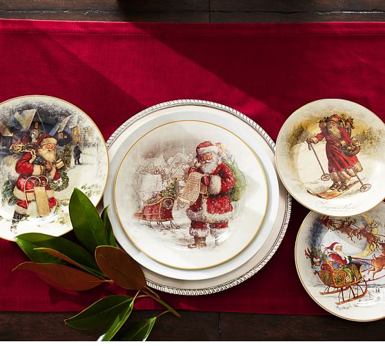 Nostalgic Santa 16 Piece Dinnerware Set Pottery Barn