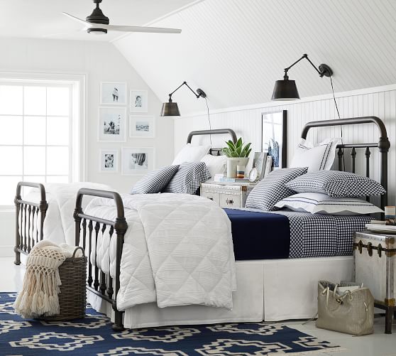 Sheldon Flatweave Rug Blue Ivory Pottery Barn