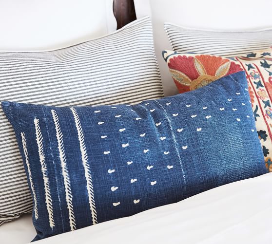 Shibori Embroidered Lumbar Decorative Pillow Cover Pottery Barn
