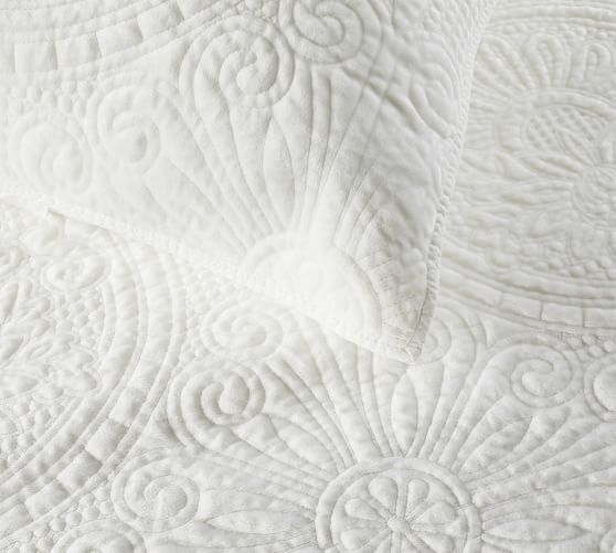 Velvet Medallion Quilted Pillow Shams Classic Ivory Pottery Barn