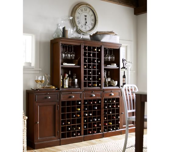 Modular Bar Cabinet With 1 Wine Hutch 2 Open Hutch Pottery Barn
