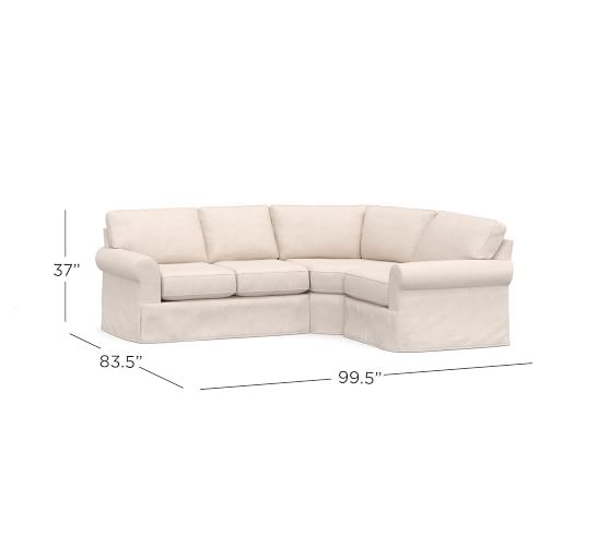 Buchanan Roll Arm Fabric 3 Piece Wedge Sectional Pottery Barn