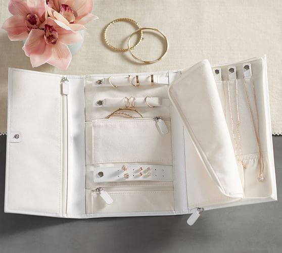 Personalized Mckenna Leather Travel Jewelry Portfolio Pottery Barn