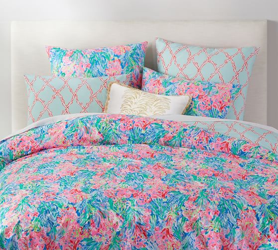 Lilly Pulitzer Fan Sea Pants Percale Patterned Duvet Cover Sham
