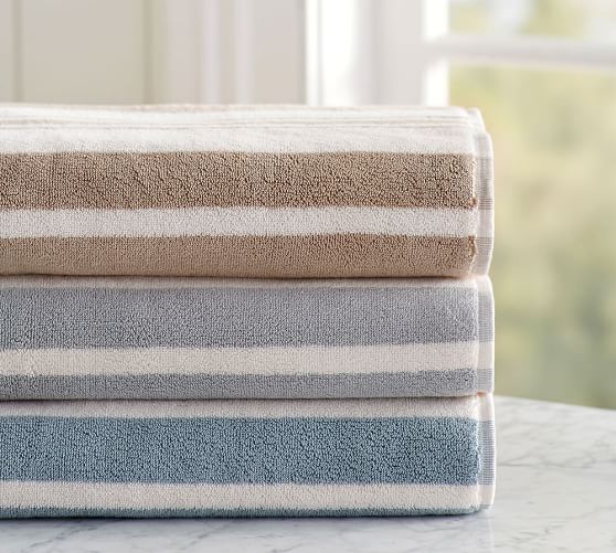 Morning Stripe Organic Towels Pottery Barn