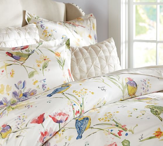 Painterly Bird Patterned Duvet Cover Sham Pottery Barn