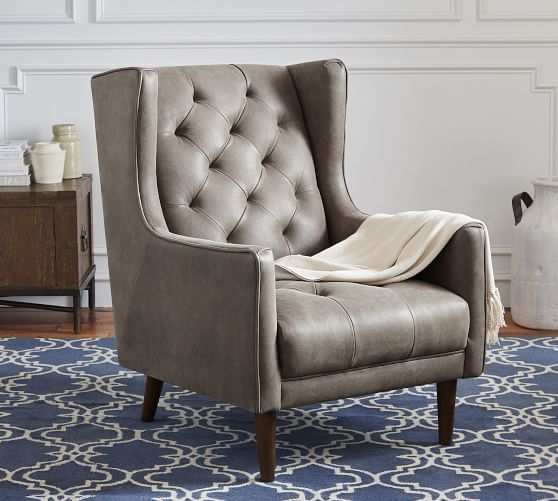 Asher Leather Armchair Pottery Barn