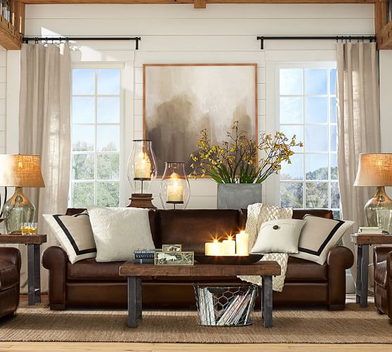 Turner Roll Arm Leather Sofa Pottery Barn