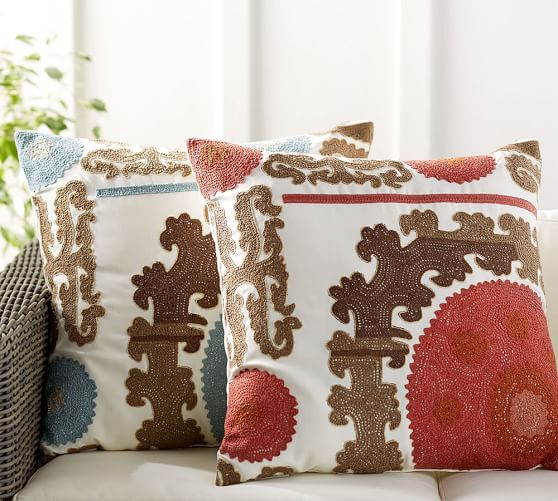 Suzani Embroidered Indoor Outdoor Pillow Pottery Barn